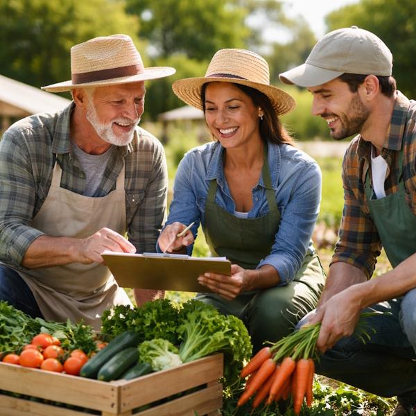 Agricultores colaborando e crescendo juntos